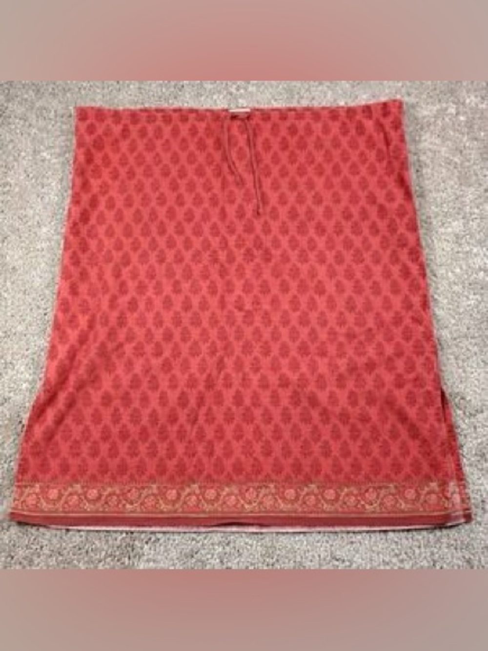 Abercrombie & Fitch A&F Printed Patterned Side Slit Drawstring Midi Skirt